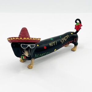 Dachshund Figurine Sombrero Sunglasses Chili Peppers Spicy Hot Picante